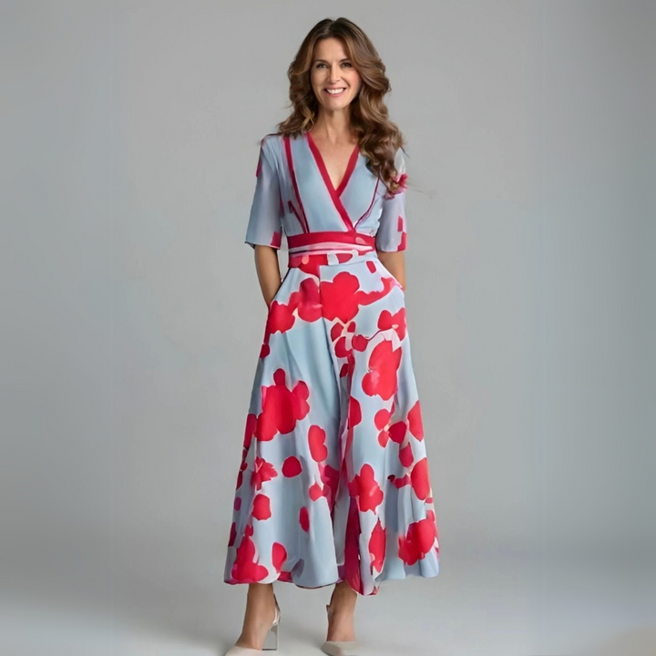 Kvinnors Klänning | Blommig Wrap Maxi Längd