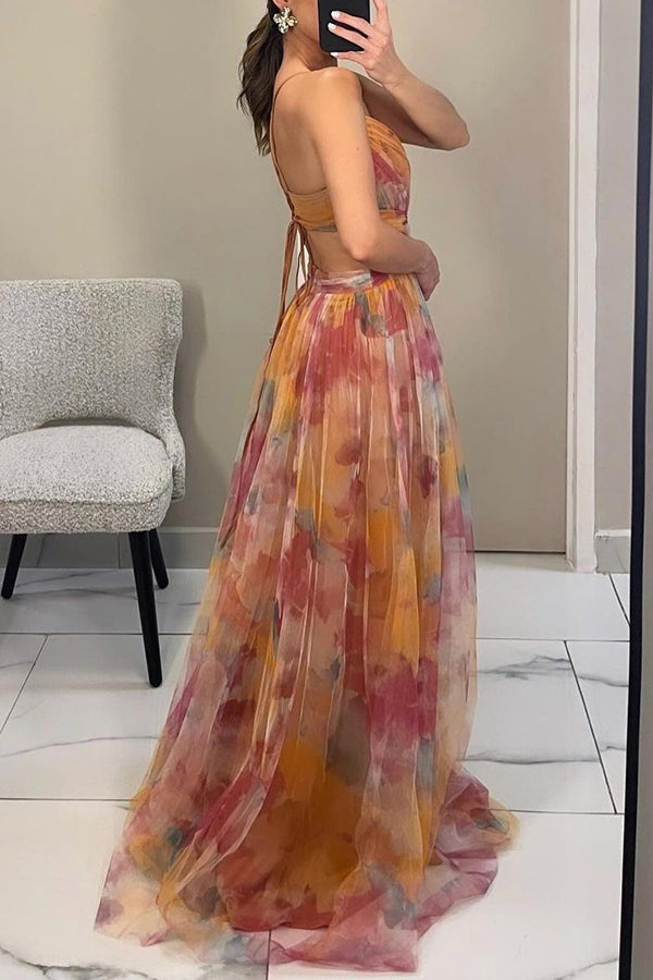 Kvinnors Klänning | V-ringad Fitted Bodice Maxi