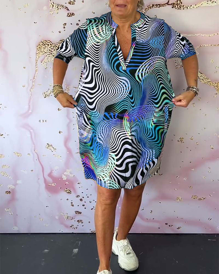 Kvinnoklänning | Färgglad V-ringad Mini