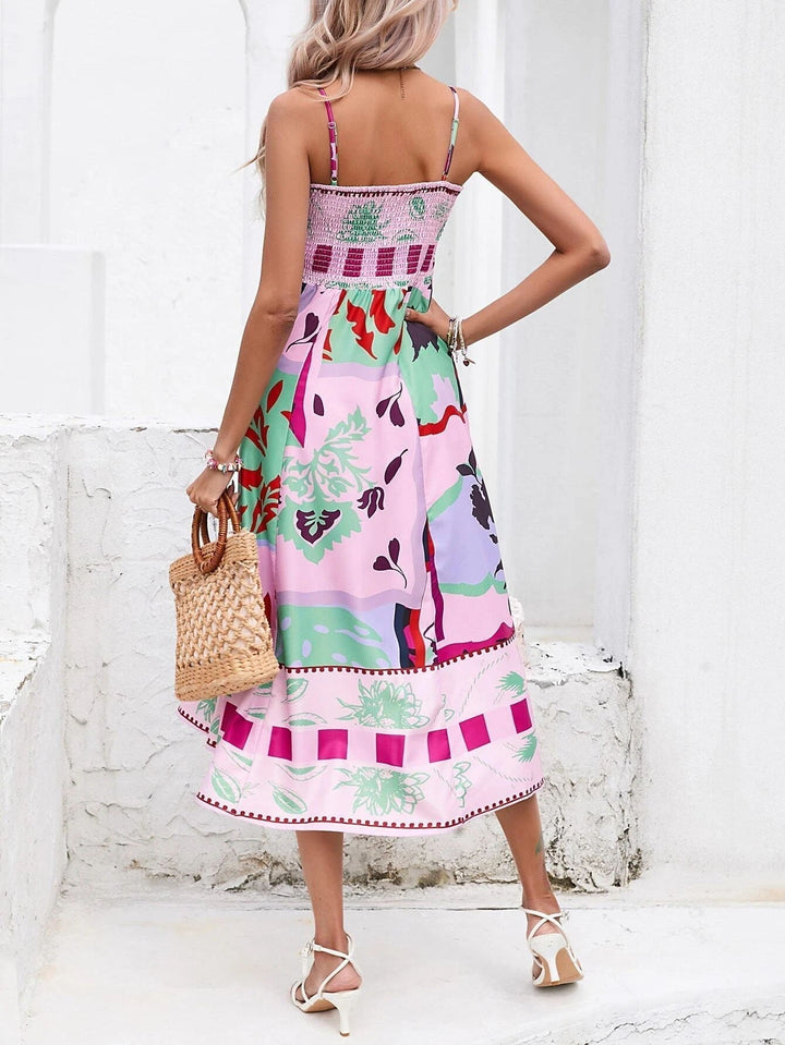 Kvinnors Boho Midi Klänning | Fyrkantig Hals
