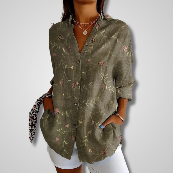 Kvinnors Blus | Vintage Knapp Ned