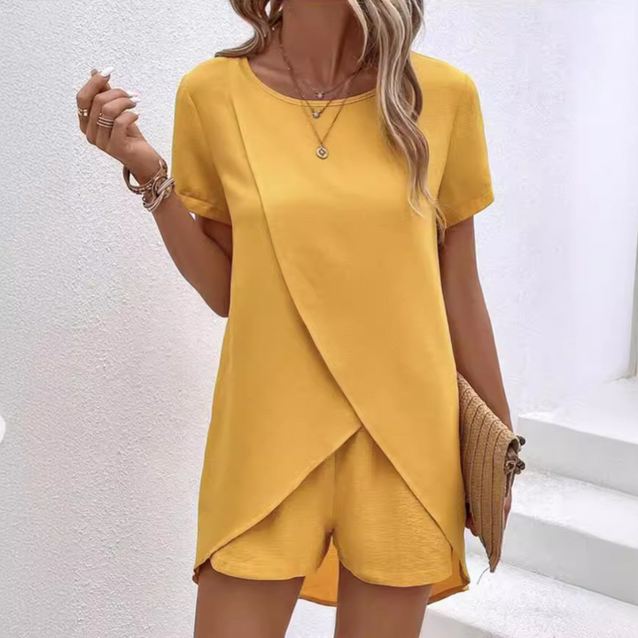 Kvinnors Sommar Koordinerad Set | Kortärmad Topp Shorts