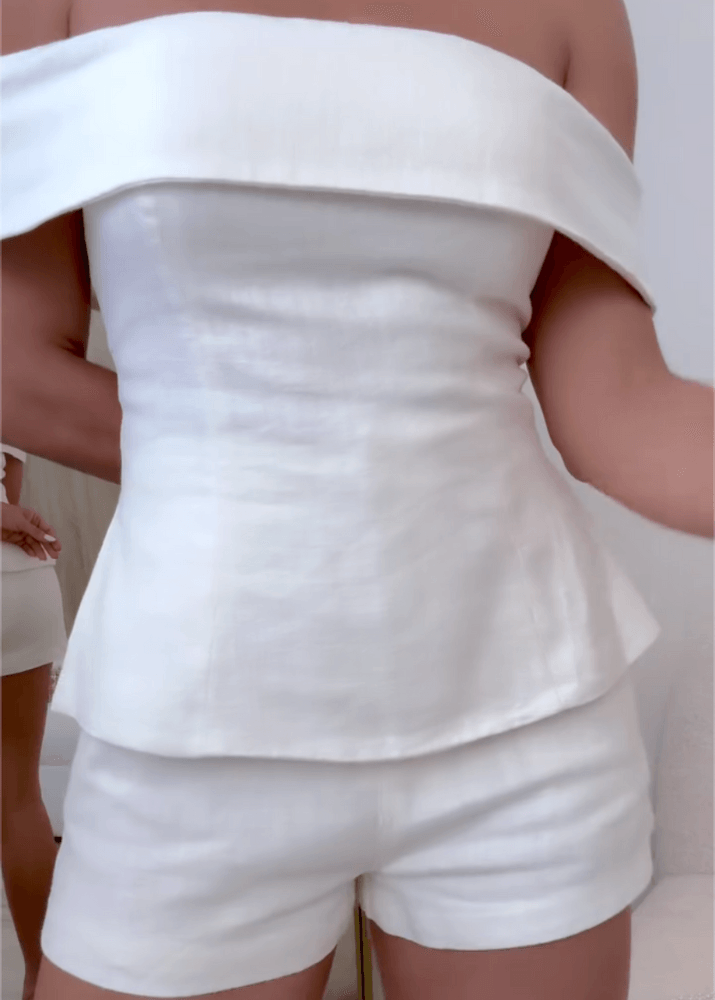 Kvinnors Tvådelade Set | Off-Shoulder Stil Top Korta Byxor