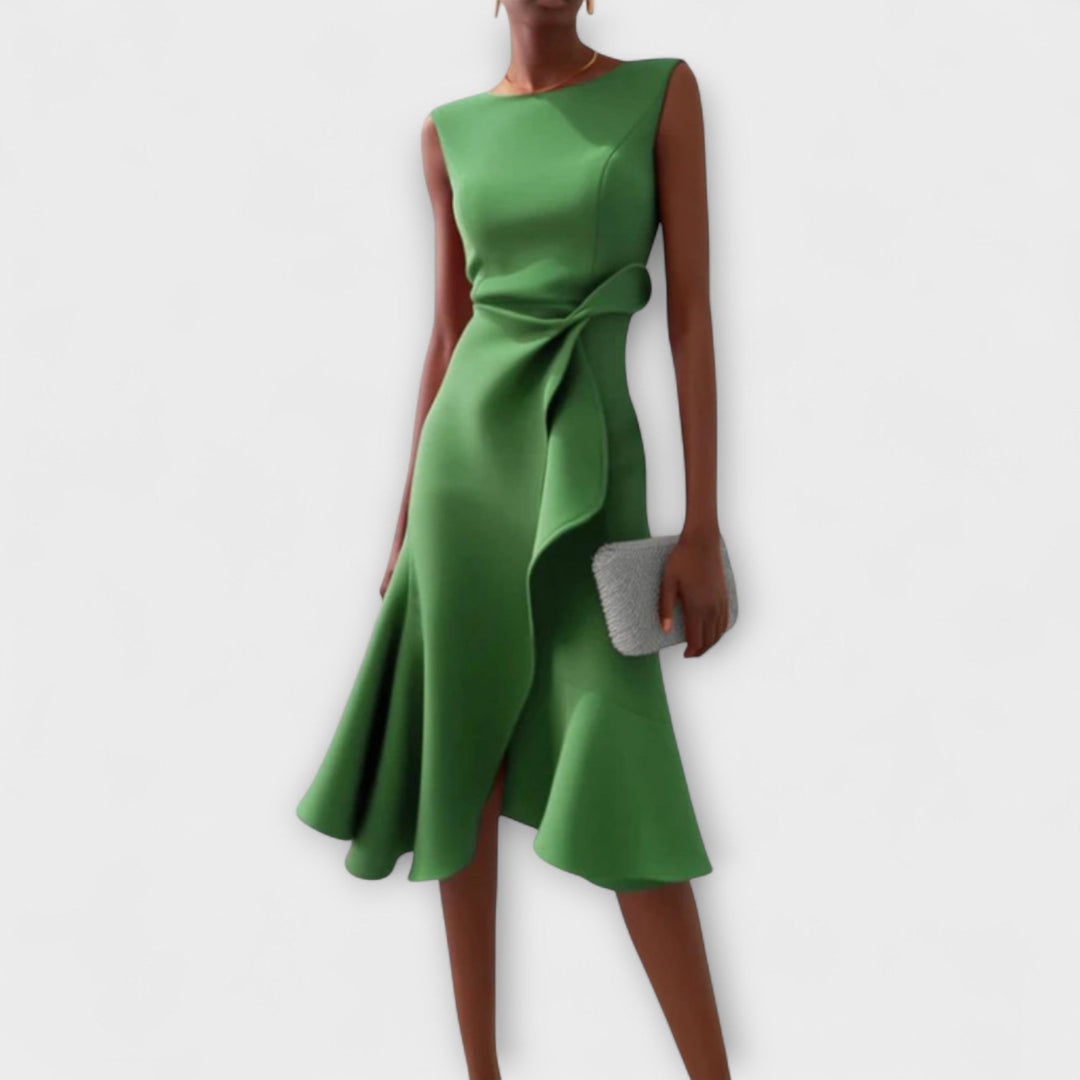 Kvinnors Cocktail Midi Klänning | Asymmetrisk Ärmlös