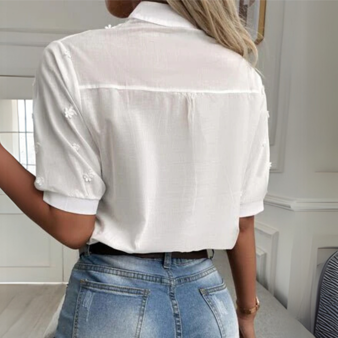 Damblus | Broderad kortärmad