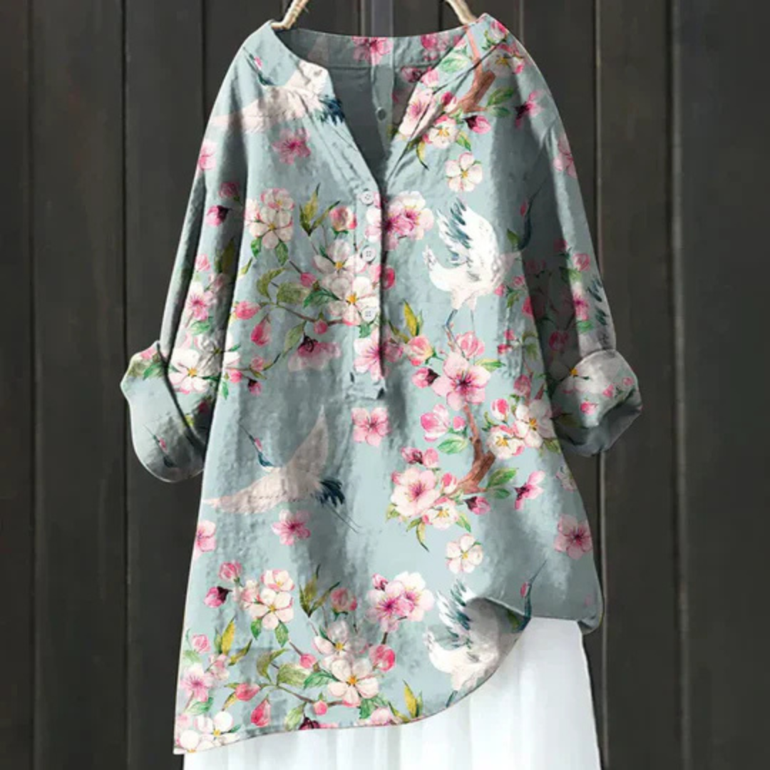Kvinnors Blus | Blommig Långärmad