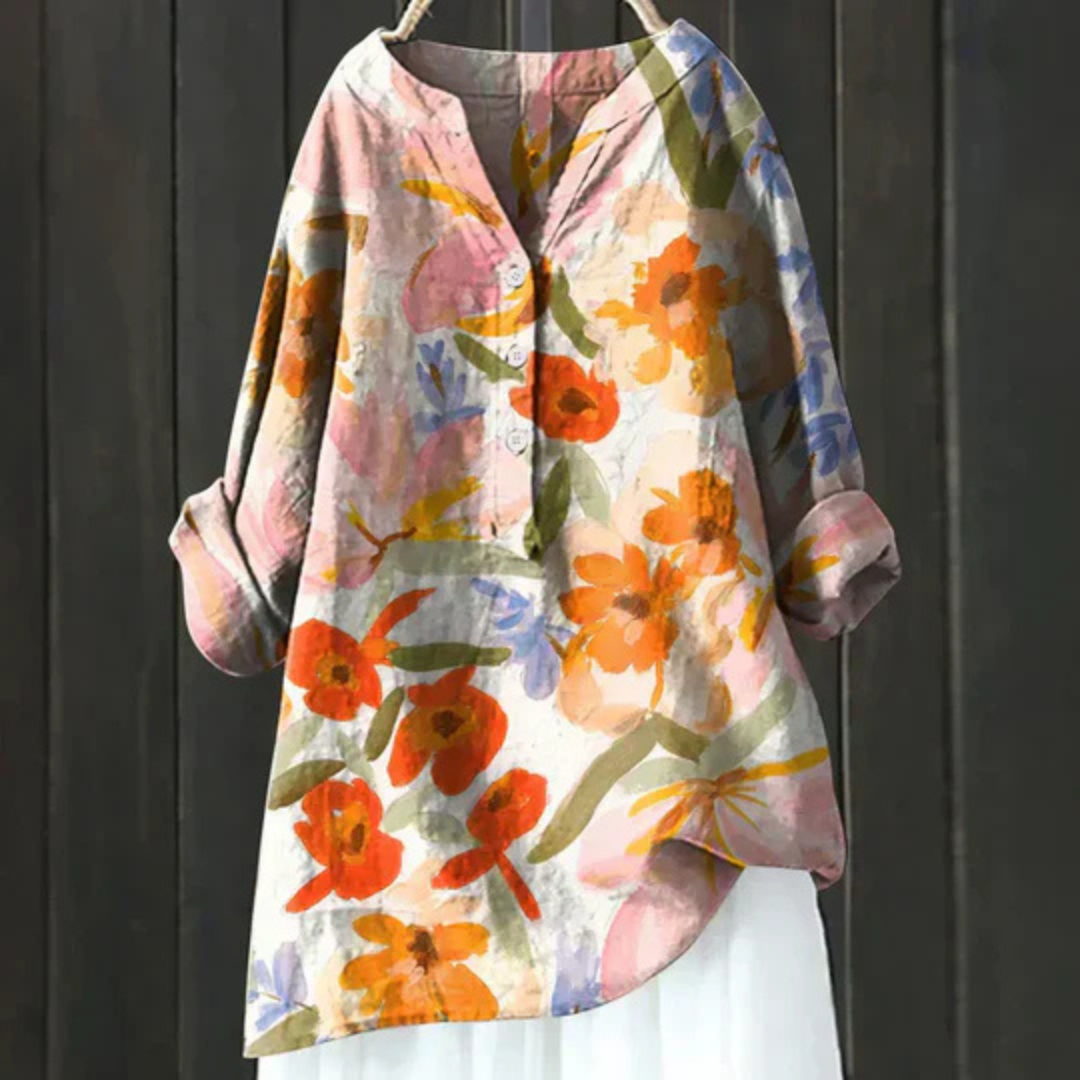 Kvinnors Blus | Blommig Långärmad