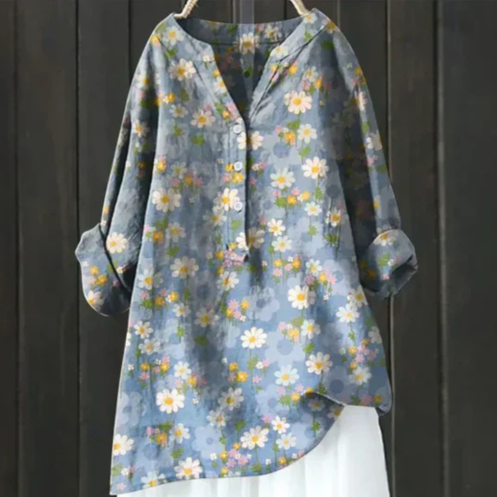 Kvinnors Blus | Blommig Långärmad