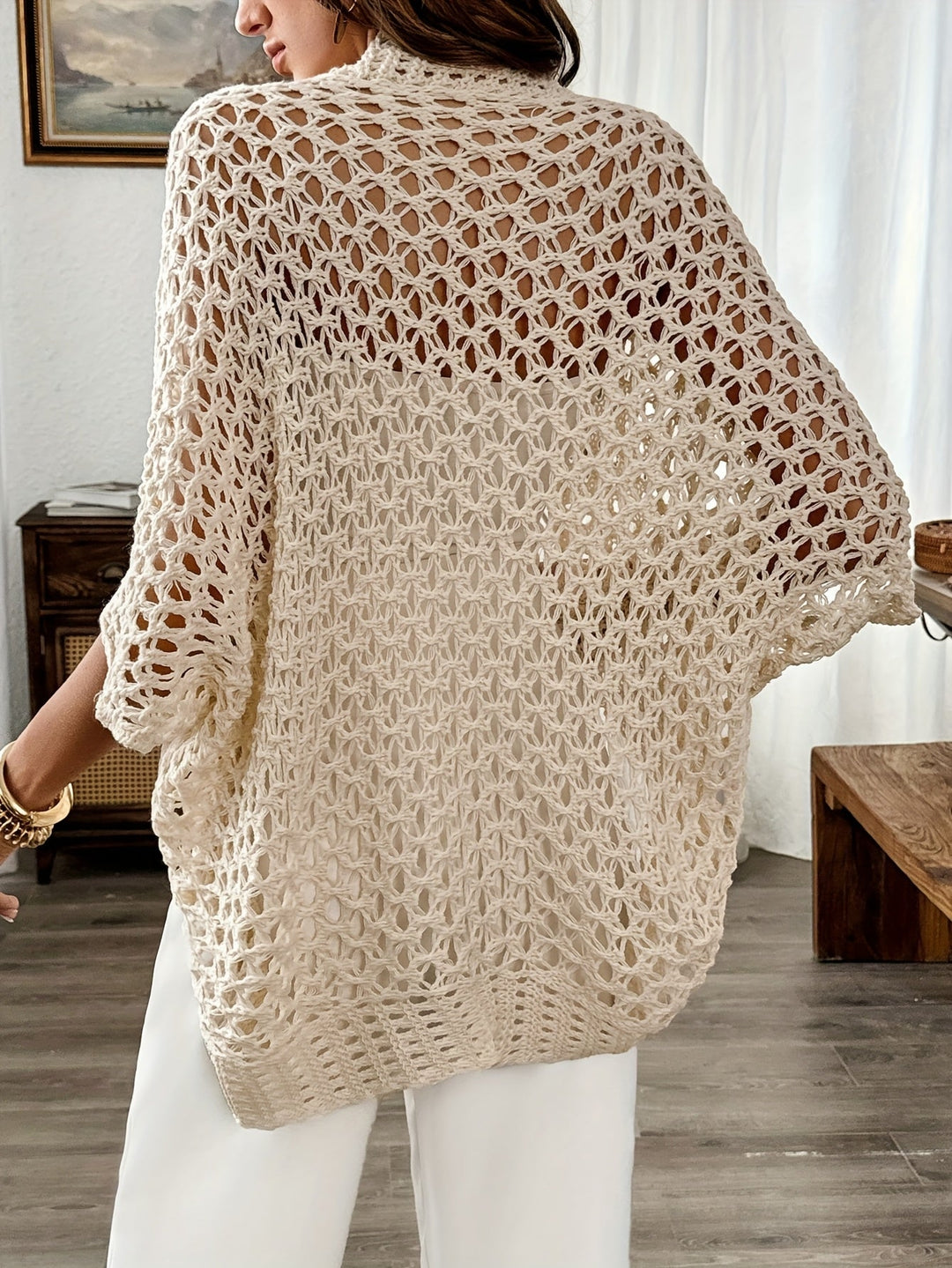 Kvinnors Cardigan | Öppen Stickad Drapering