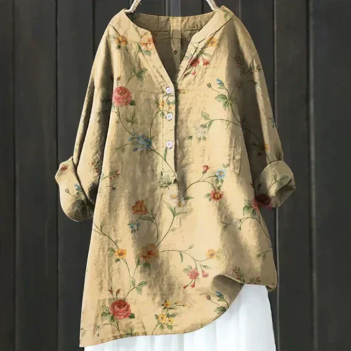 Kvinnors Blus | Blommig Långärmad
