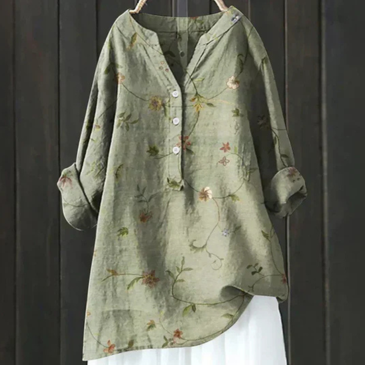 Kvinnors Blus | Blommig Långärmad