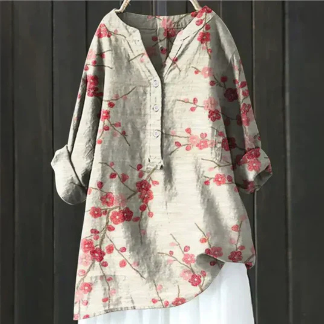Kvinnors Blus | Blommig Långärmad
