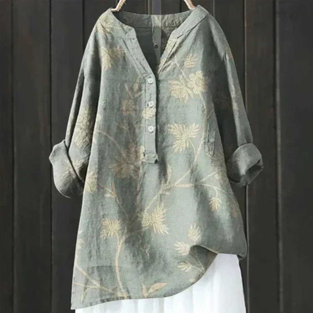 Kvinnors Blus | Blommig Långärmad