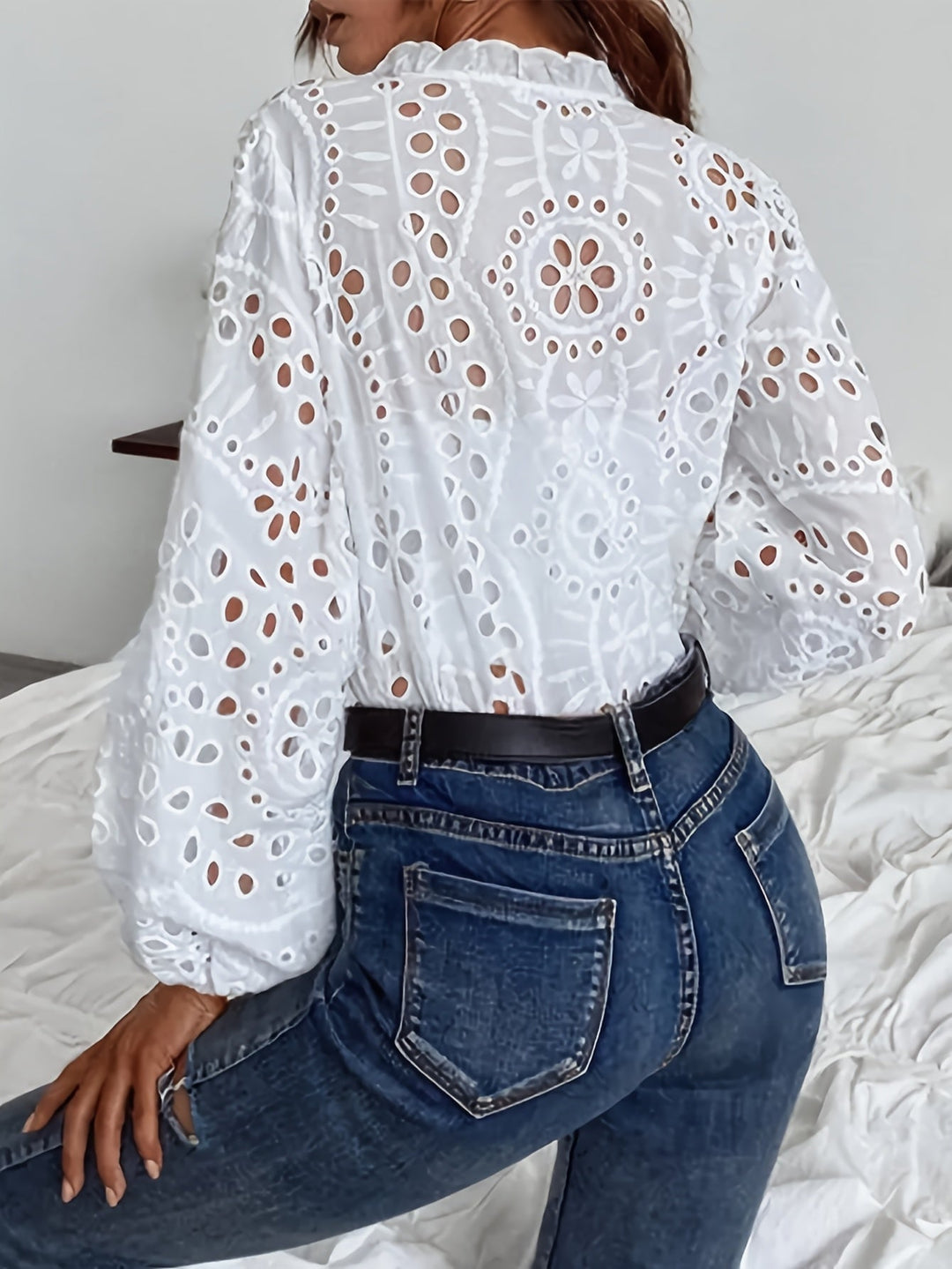 Kvinnors Blus | Broderad Långärmad