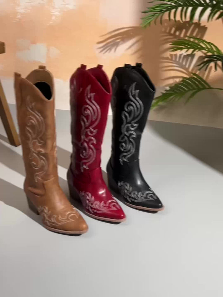 Cowboystövlar för kvinnor | Knähöga klackar