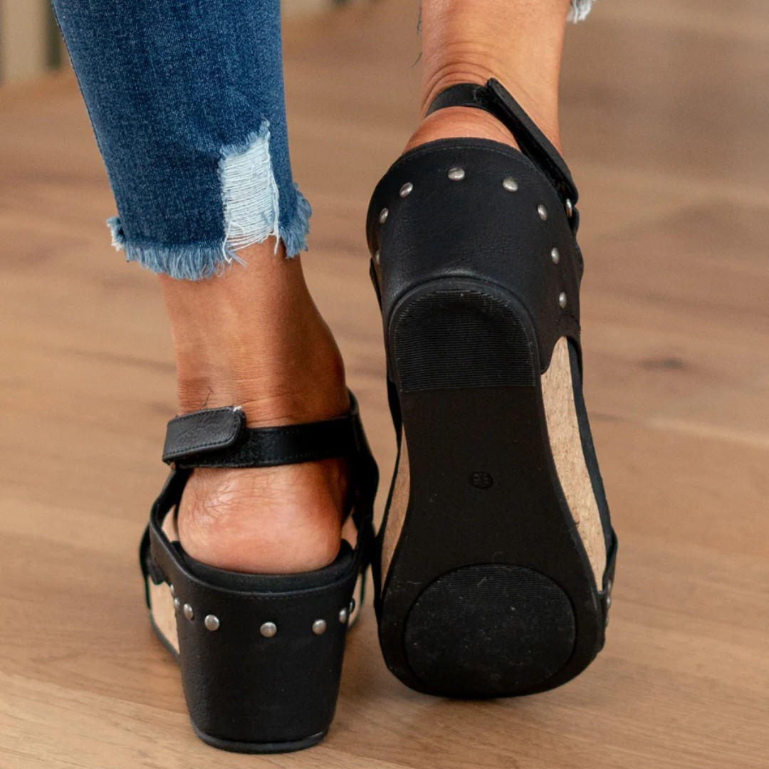 Sandaler För Kvinna | Öppen Tå Slingback Med Kilklack