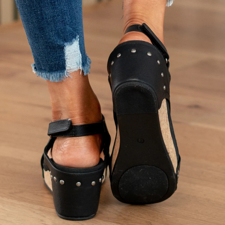 Sandaler För Kvinna | Öppen Tå Slingback Med Kilklack