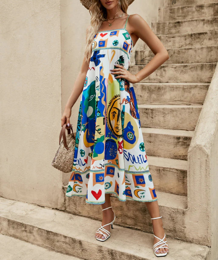 Kvinnors Boho Midi Klänning | Blommönstrad