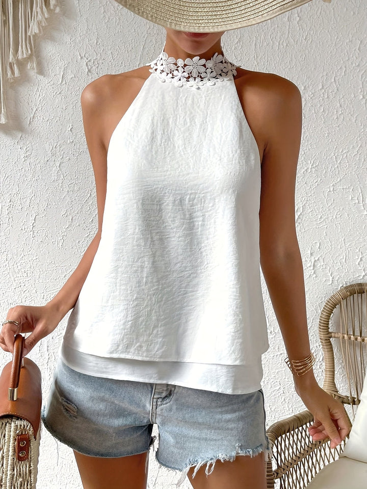 Kvinnors Ute Top | Halterneck Blommig