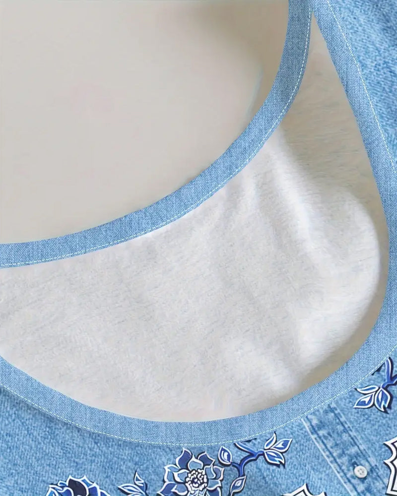 Kvinnors Klänning | Ärmlös Blommig Knapplåsning