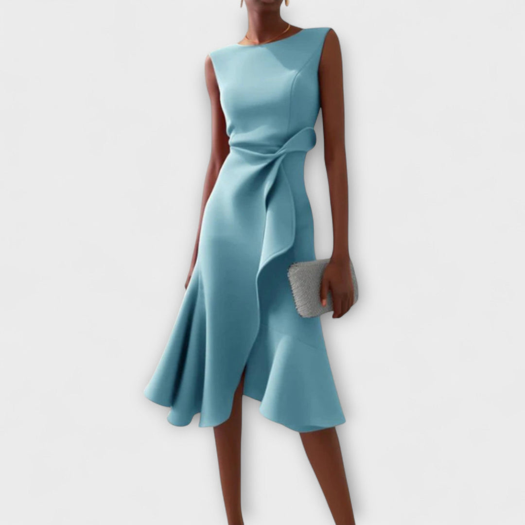 Kvinnors Cocktail Midi Klänning | Asymmetrisk Ärmlös