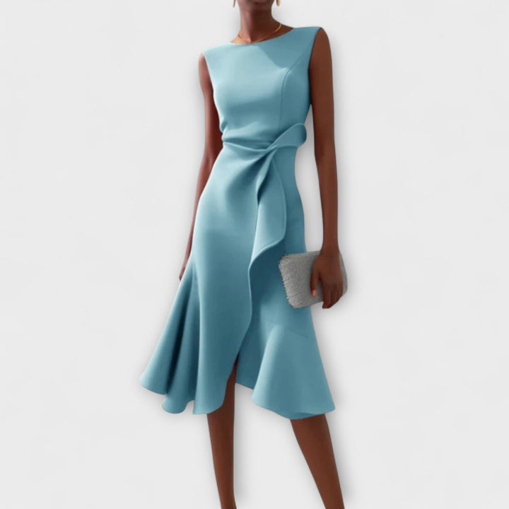 Kvinnors Cocktail Midi Klänning | Asymmetrisk Ärmlös