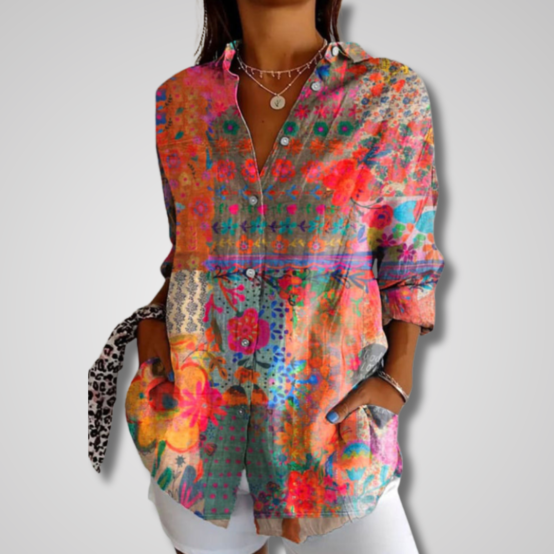 Kvinnors Blus | Vintage Knapp Ned