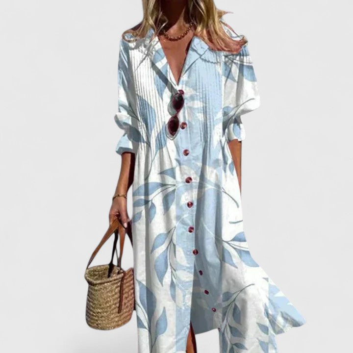Kvinnors Boho Maxi Klänning | Botanisk Långärmad