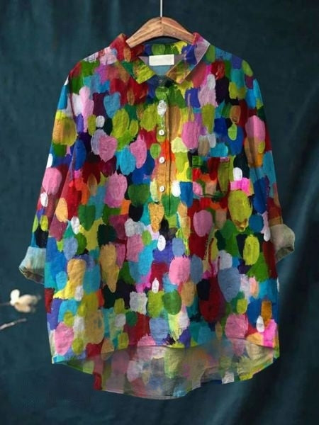 Kvinnors Blus | Knapp-Up Blommig