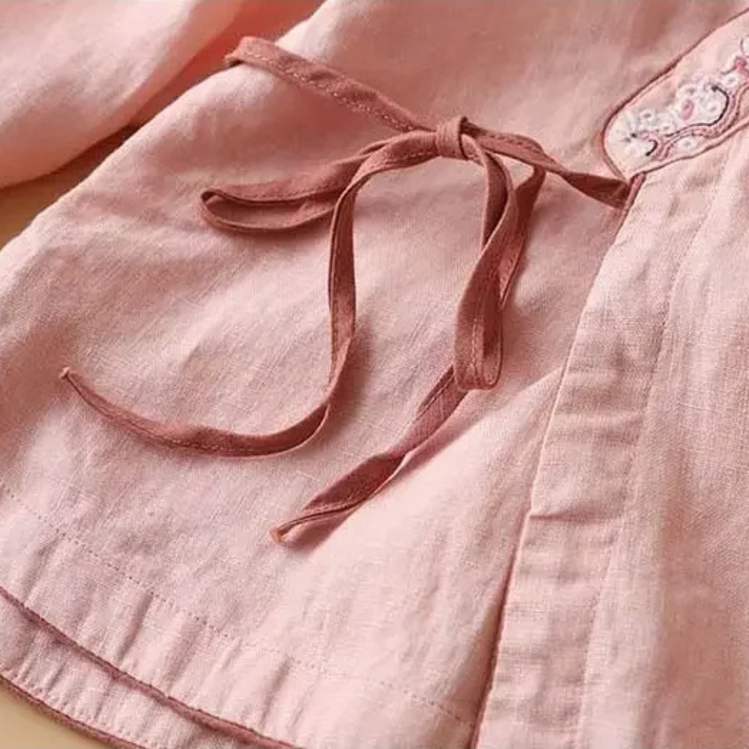 Kvinnors Blus | Broderad Wrap Detalj