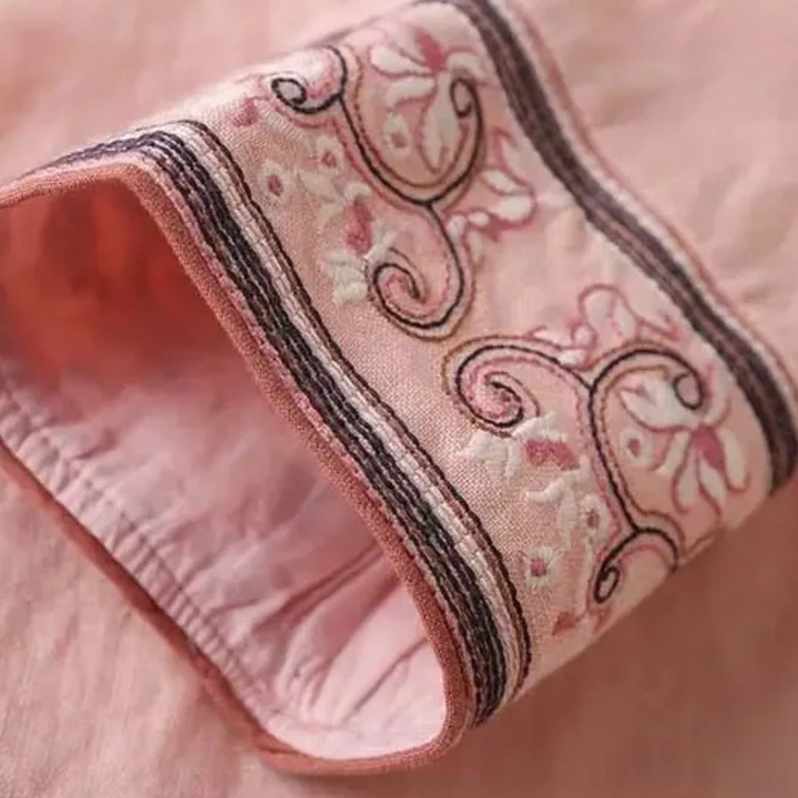 Kvinnors Blus | Broderad Wrap Detalj