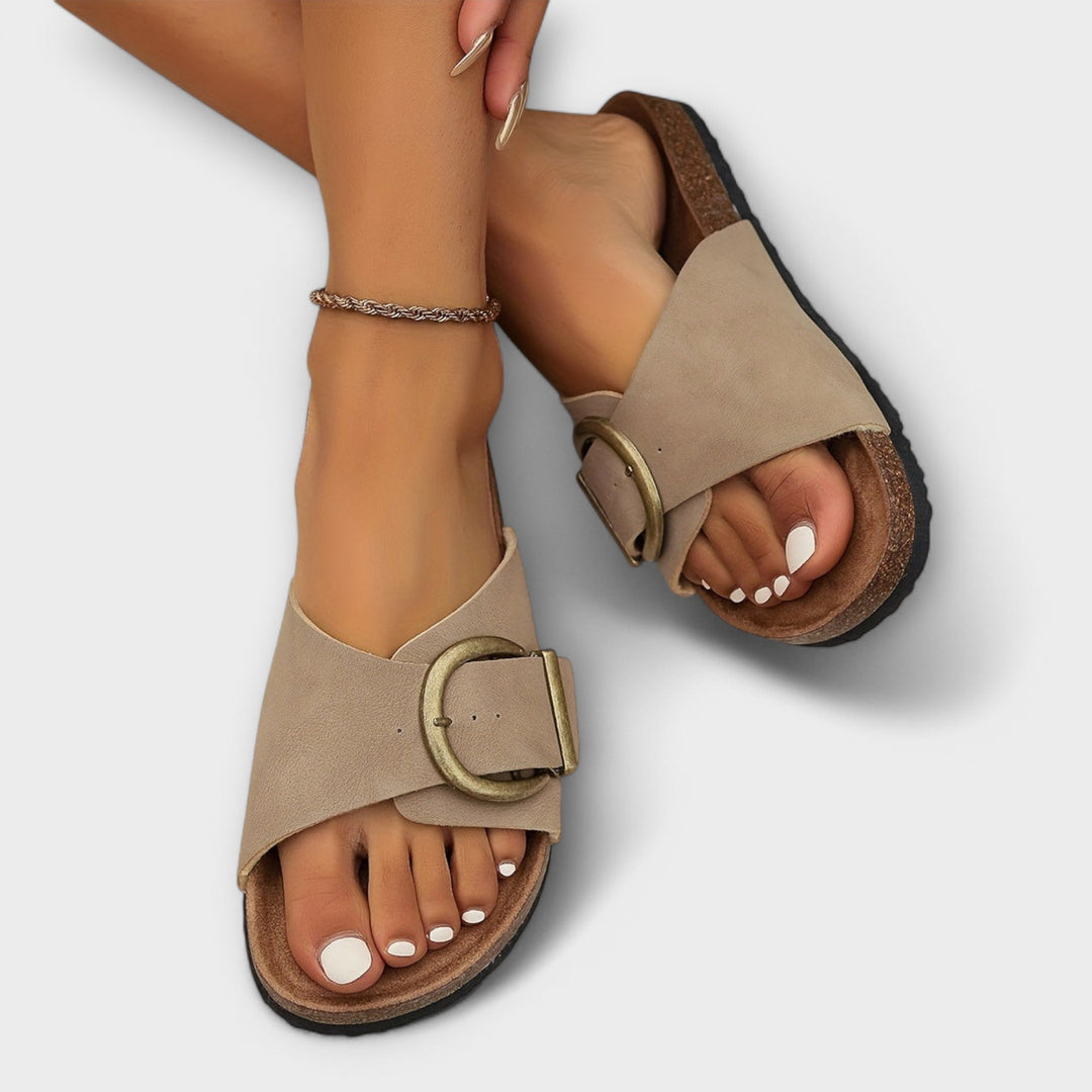 Sandaler för kvinnor | Öppen tå slide med bred enkelrem