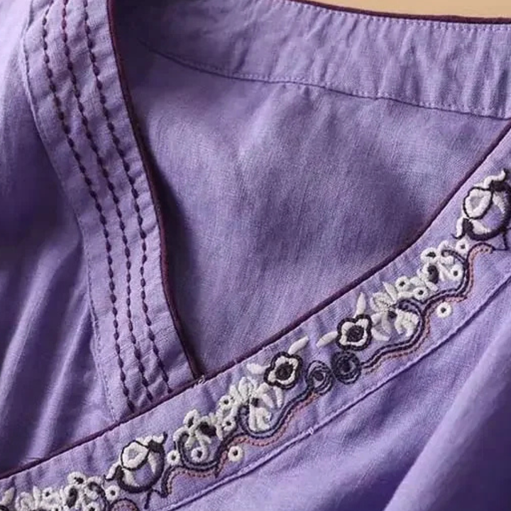 Kvinnors Blus | Broderad Wrap Detalj