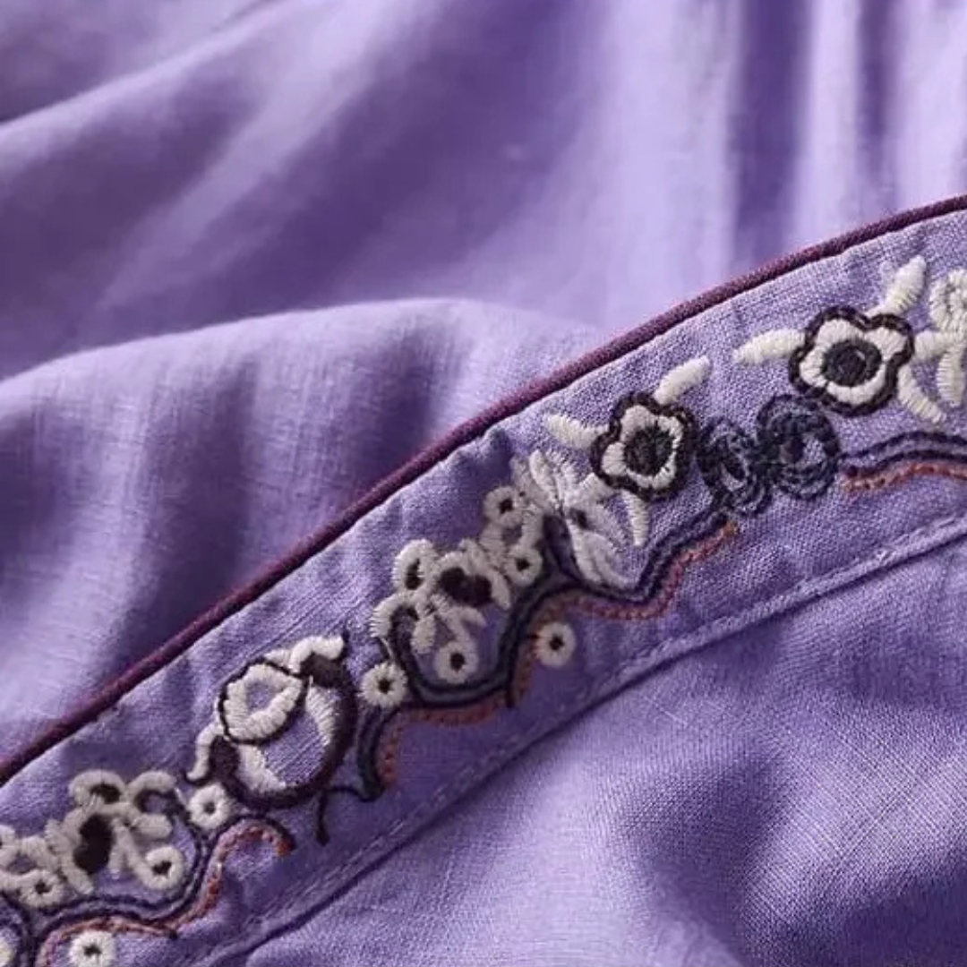 Kvinnors Blus | Broderad Wrap Detalj