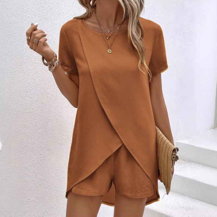 Kvinnors Sommar Koordinerad Set | Kortärmad Topp Shorts
