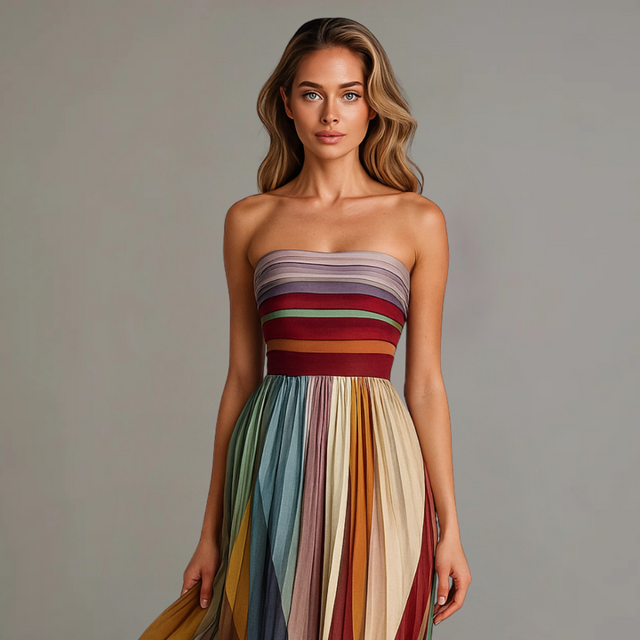 Kvinnors Klänning | Plisserad Maxi Strapless Design