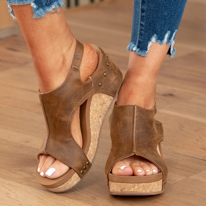 Sandaler För Kvinna | Öppen Tå Slingback Med Kilklack