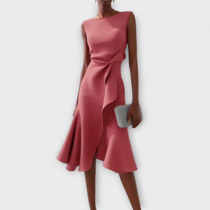 Kvinnors Cocktail Midi Klänning | Asymmetrisk Ärmlös