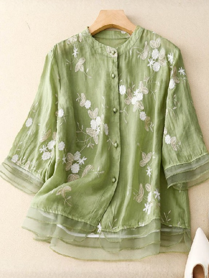 Kvinnors Blus | Broderade Accenter