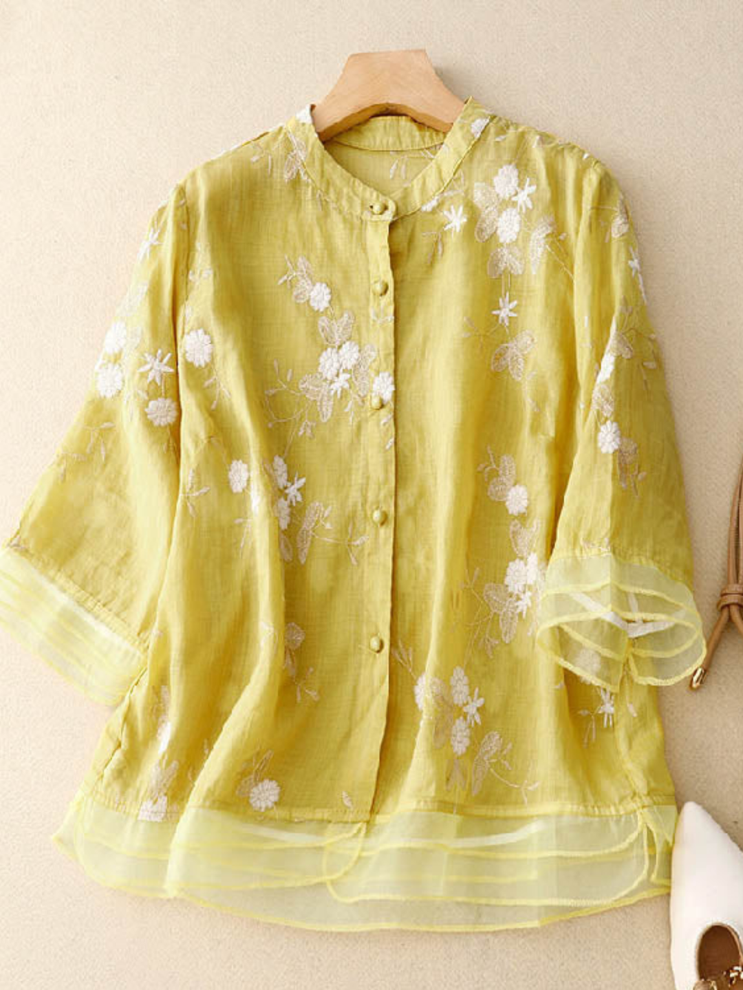 Kvinnors Blus | Broderade Accenter