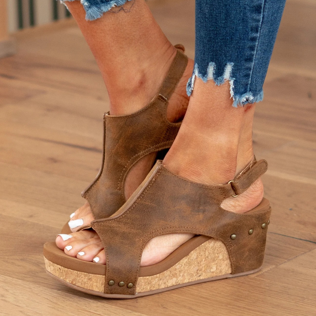 Sandaler För Kvinna | Öppen Tå Slingback Med Kilklack