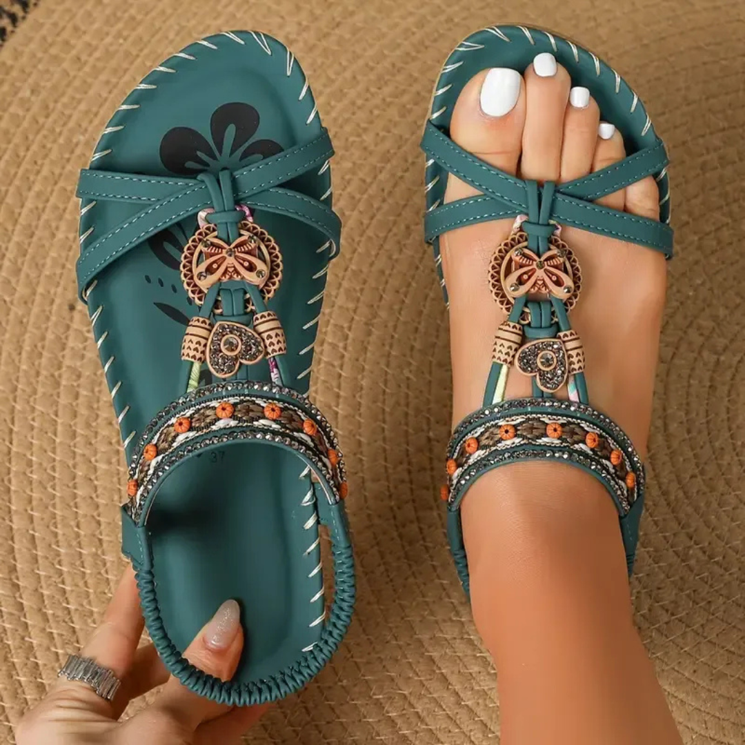 Sandaler för kvinnor | Dekorativ rem med öppen tå
