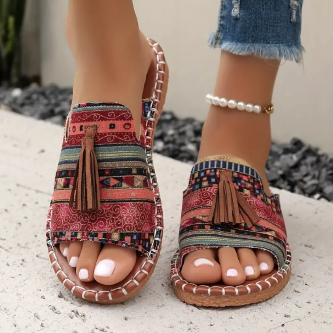 Sandaler för kvinnor | Öppen tå med fransar