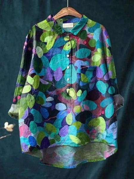 Kvinnors Blus | Knapp-Up Blommig