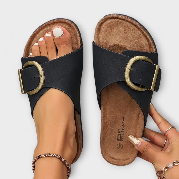 Sandaler för kvinnor | Öppen tå slide med bred enkelrem