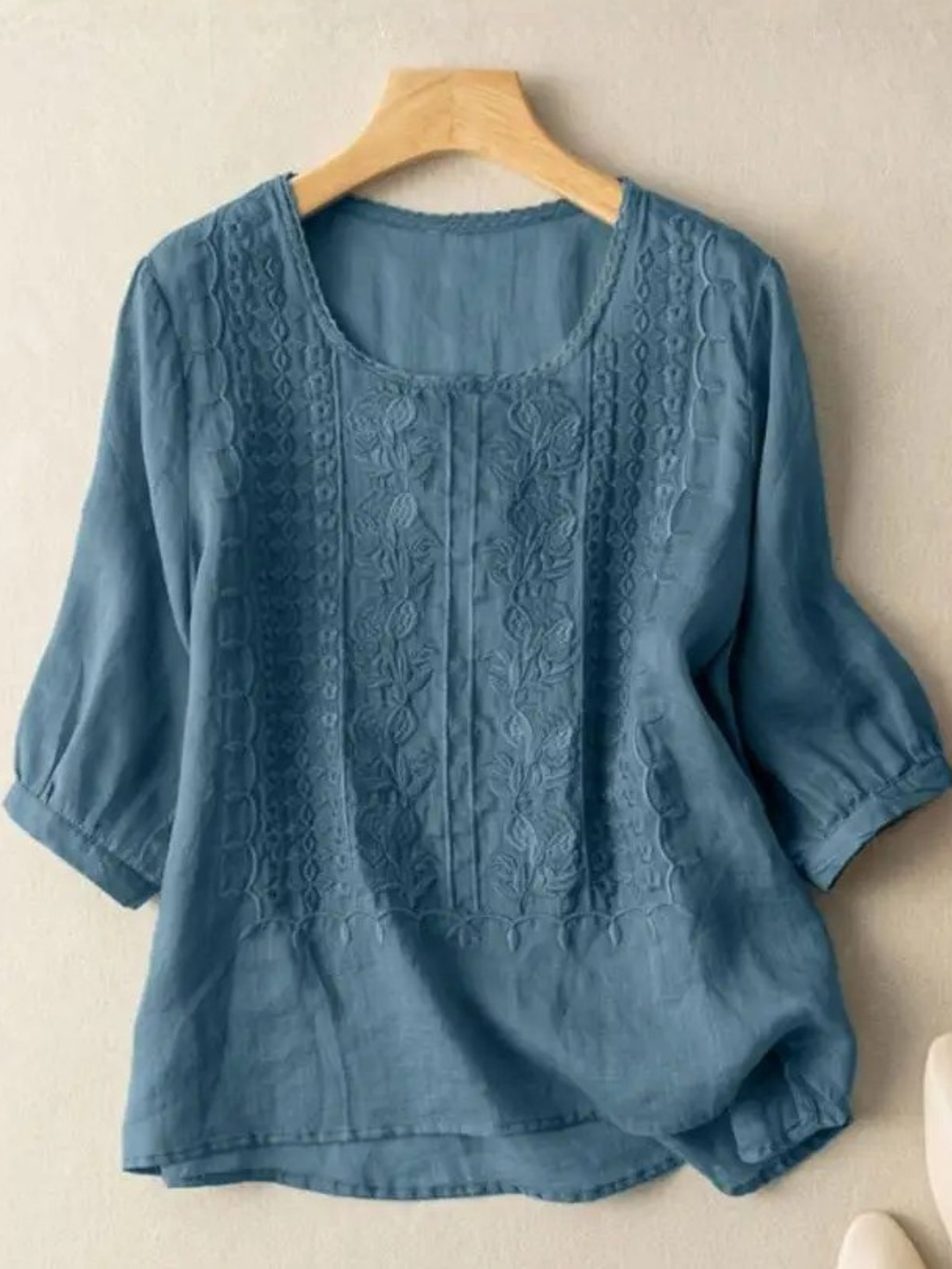 Kvinnors Blus | Avslappnad Passform med Broderad Design