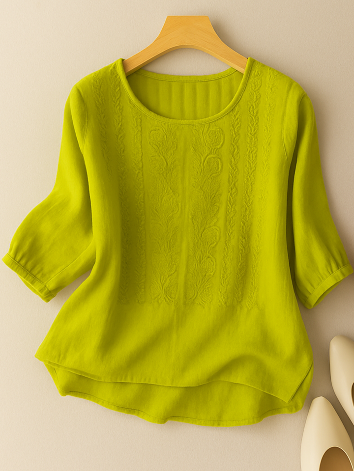 Kvinnors Blus | Avslappnad Passform med Broderad Design