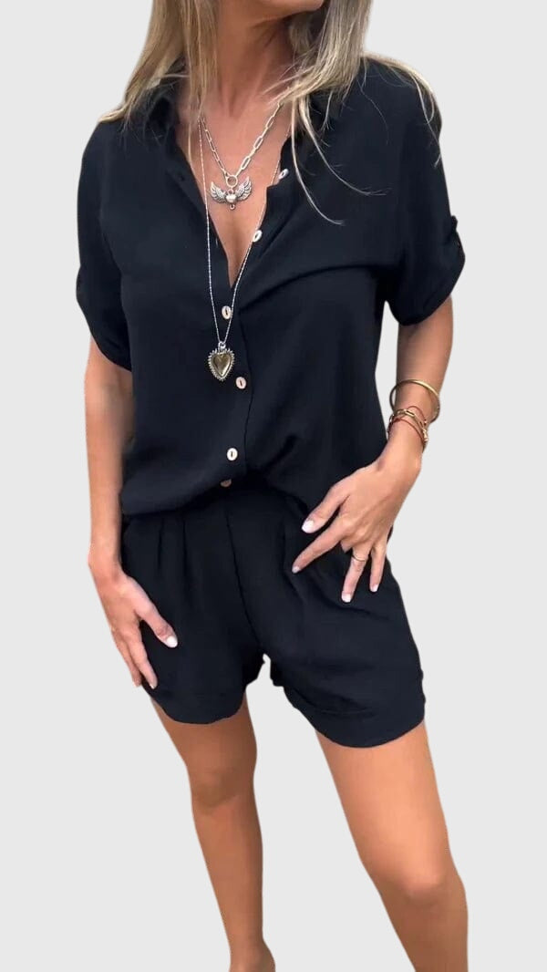 Kvinnors 2-delade Set | Kortärmad Shorts