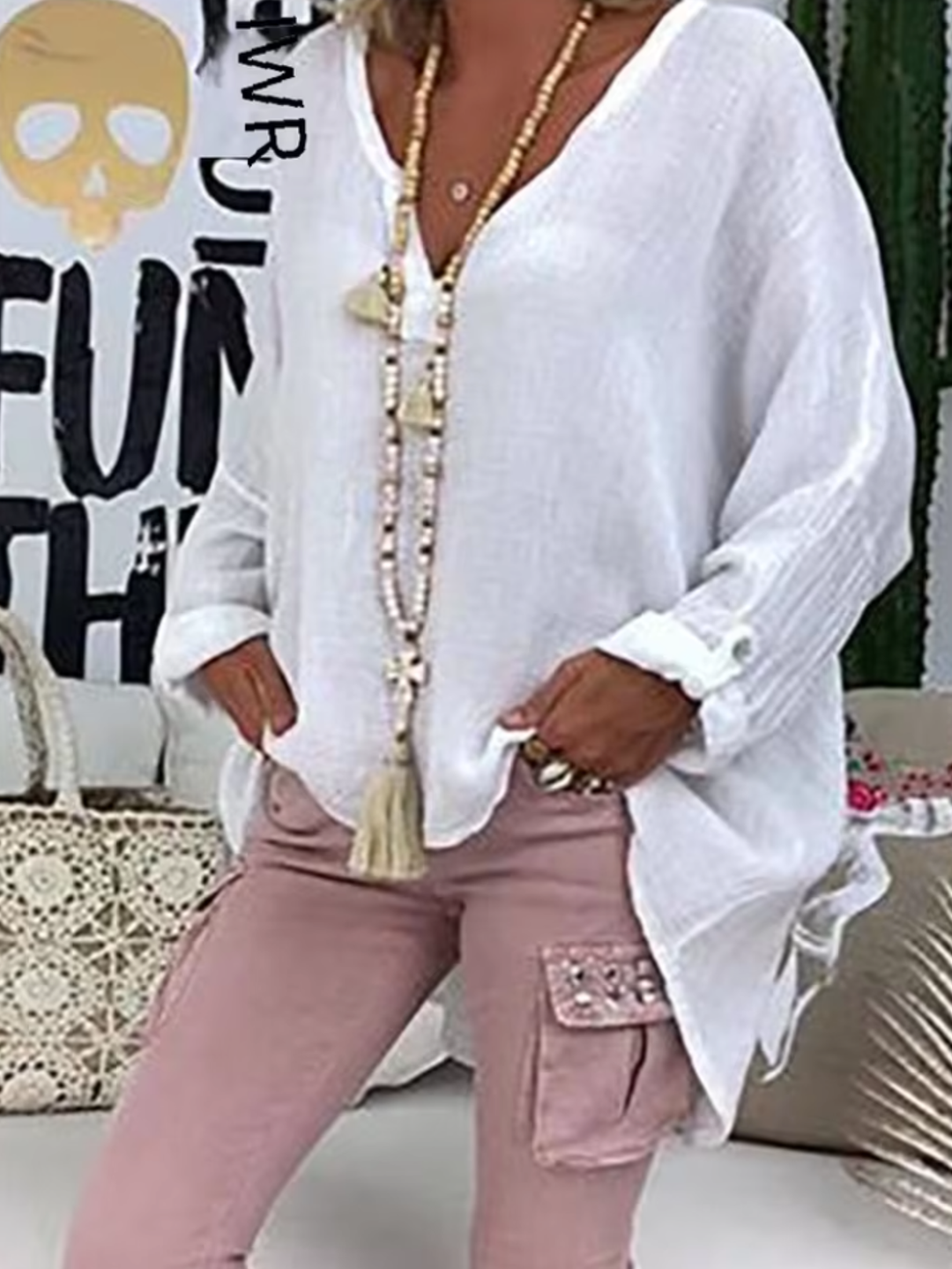 Kvinnors Blus | Oversized med V-Hals