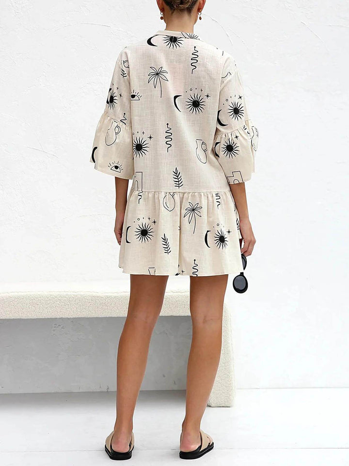 Kvinnors Mini Sundress | Botanisk Tryck